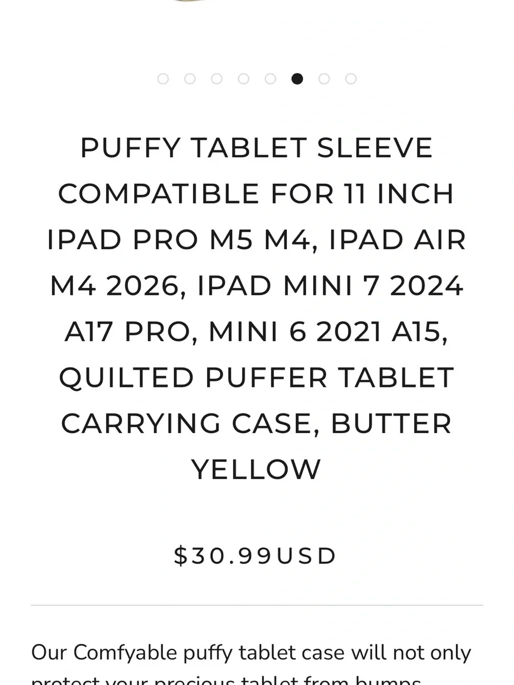 Comfyable puffy tablet ipad sleeve